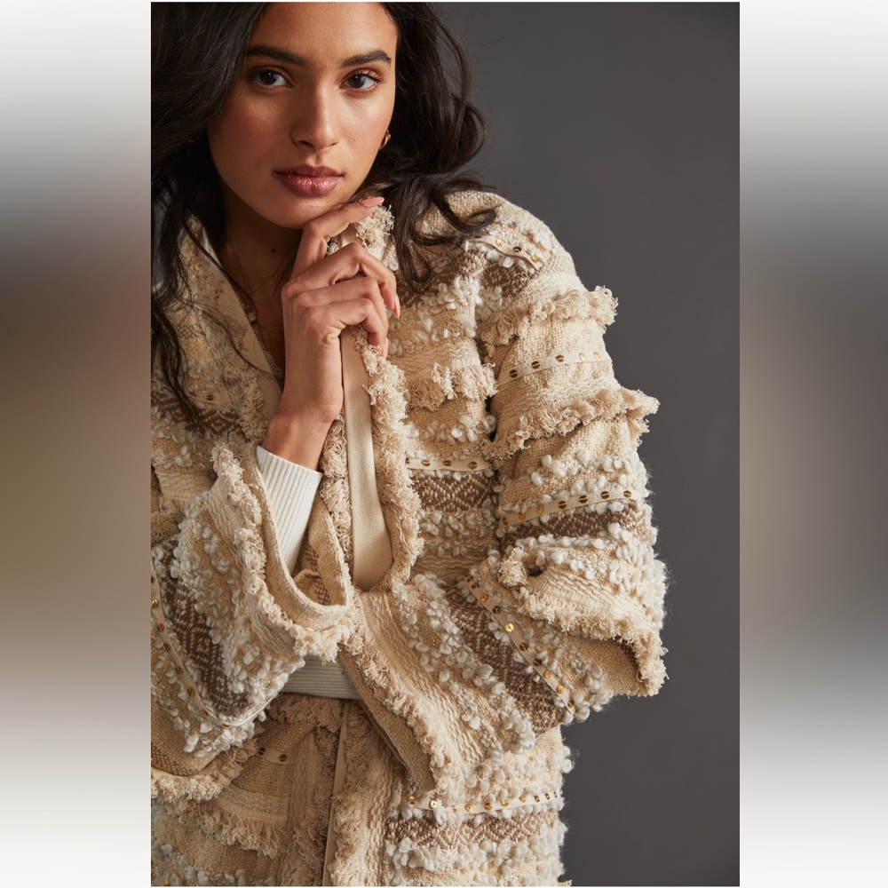 NWOT Anthropologie DOLAN Collection Fringed Textured Jacket Size 2X